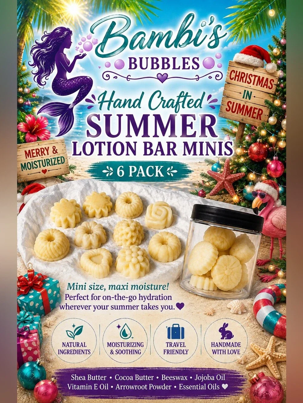 Back In Stock! Hand Crafted Summer Lotion Bar Minis 6 Pack